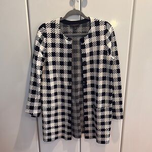 Black and White Houndstooth Women's Coat